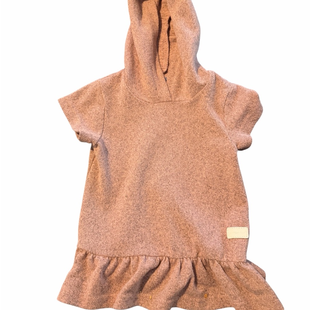 7 For All Mankind Baby Girl Dress 12-18M‎ Pink Hooded Knit Ruffle Hem
